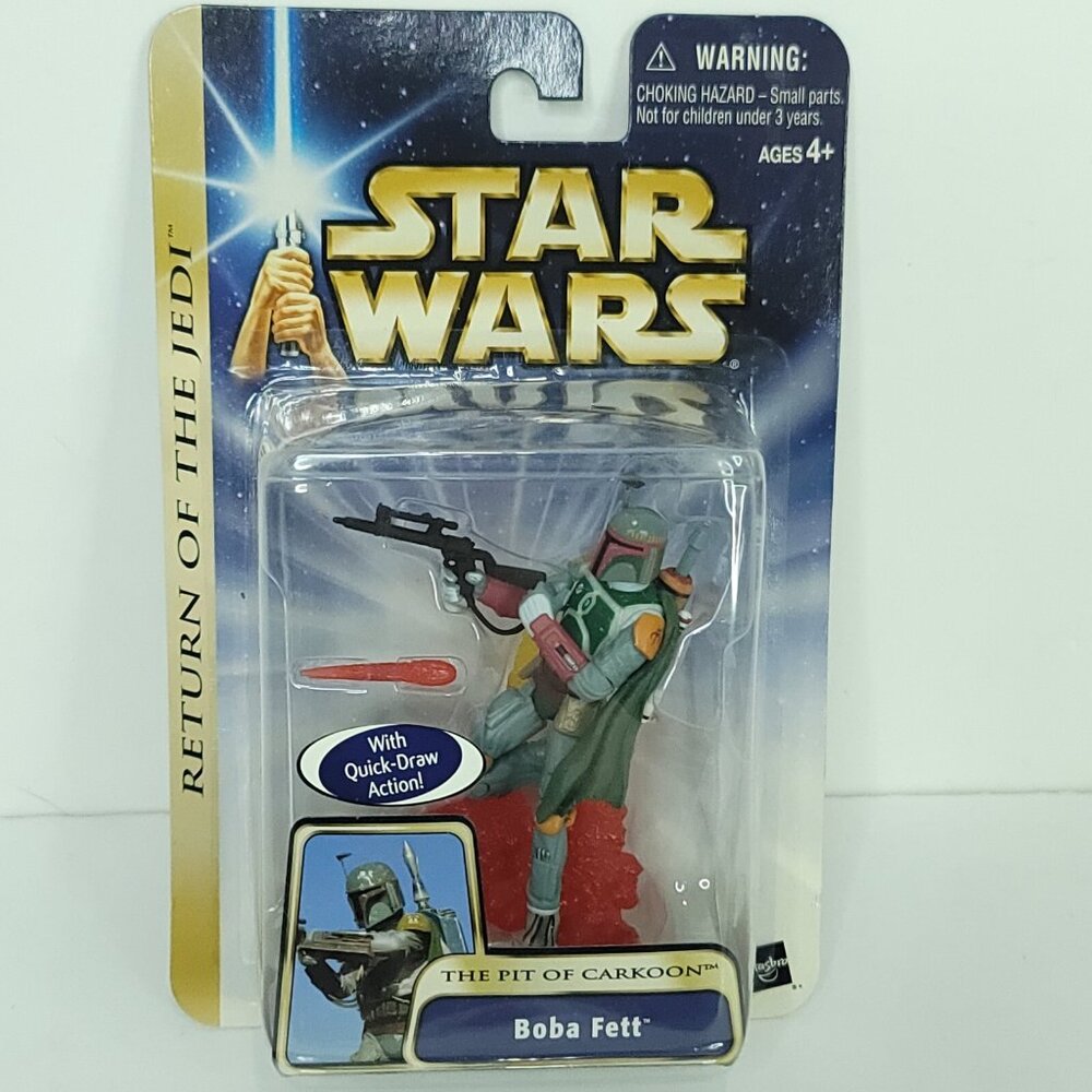Hasbro Star Wars Boba Fett The Pit Of Carkoon Rotj Action Figure Card Bent NEW